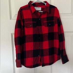 Old Navy Kids Red and Black Plaid Shirt